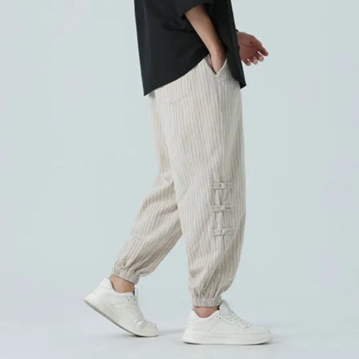 Kyoto Striped Cotton-Linen Jogger Pants