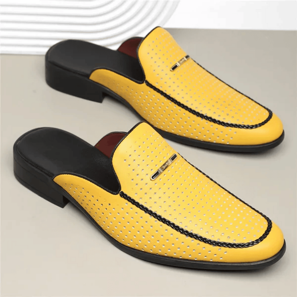 Porto Genuine Leather Slides Lion Style
