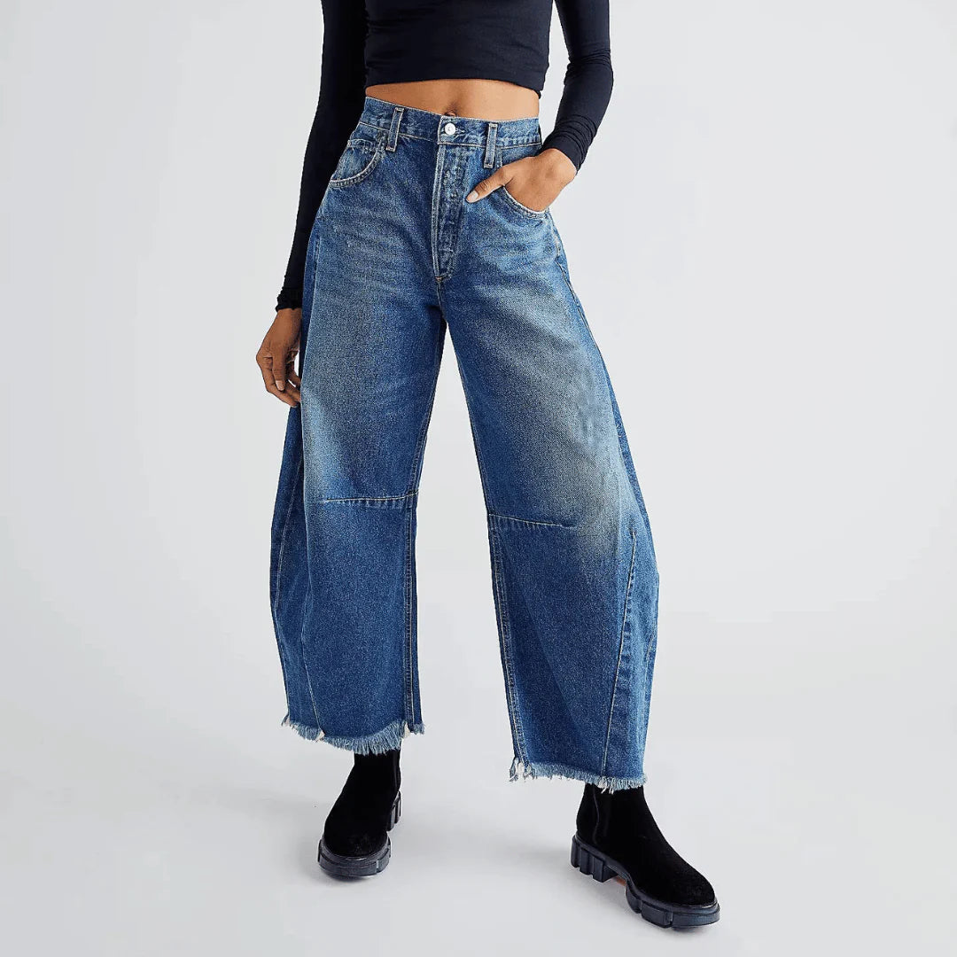 Nova Frayed Hem Wide Leg Jeans