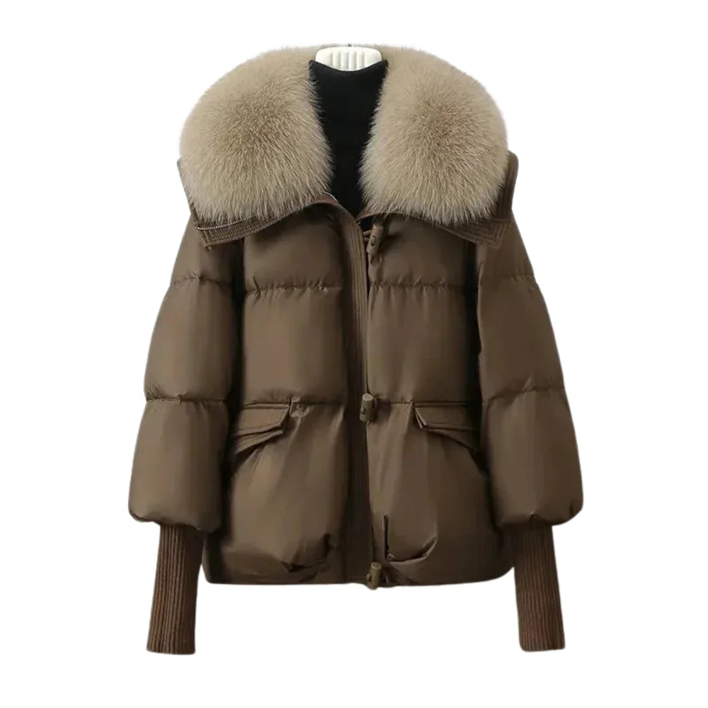 Elena Luxe Fur-Collar Puffer