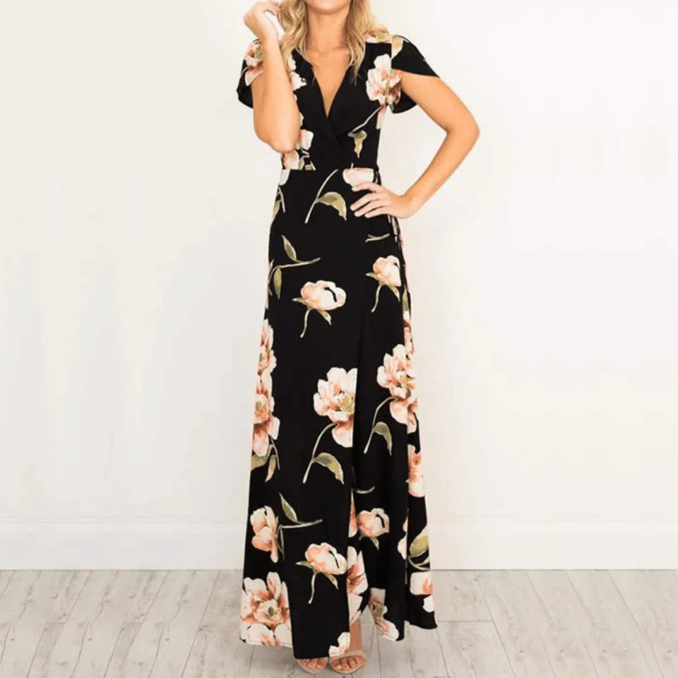 Isabella Floral Wrap Maxi Dress