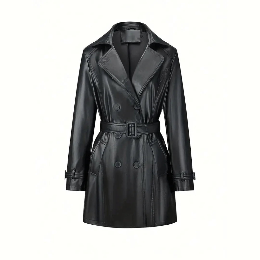 Selene Faux Leather Trench Coat