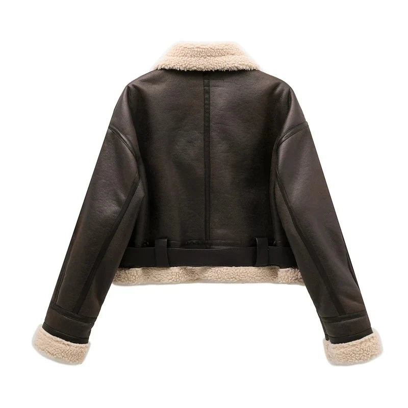 Renee Plush Lined Leather Jacket