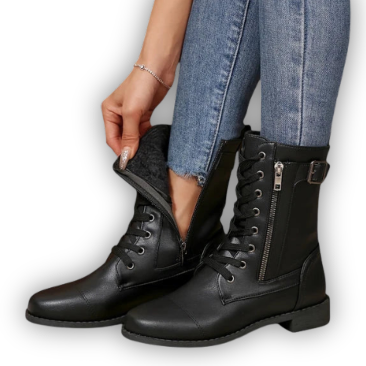LS | Women Lace-Up Leather Boots