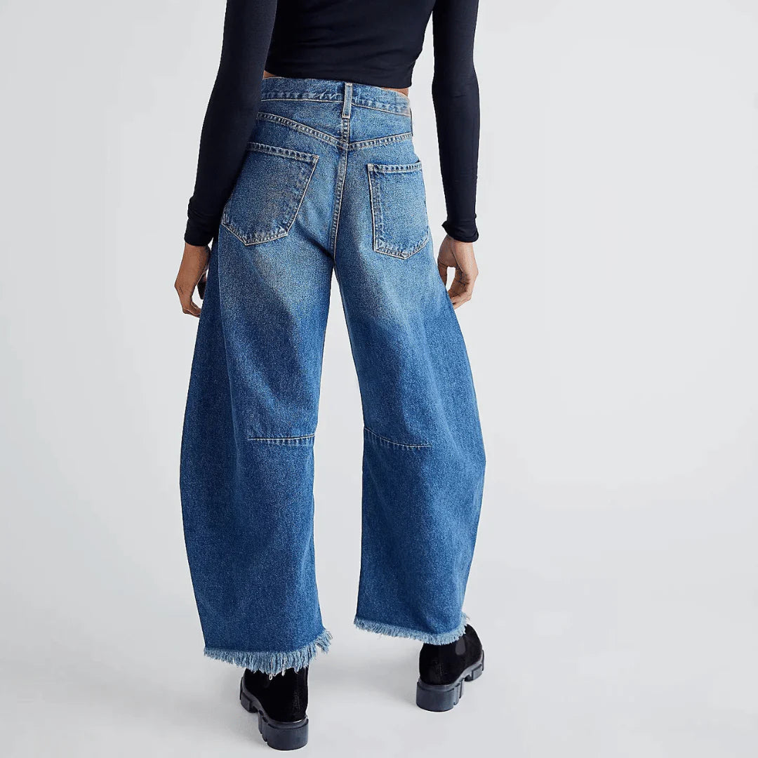 Nova Frayed Hem Wide Leg Jeans