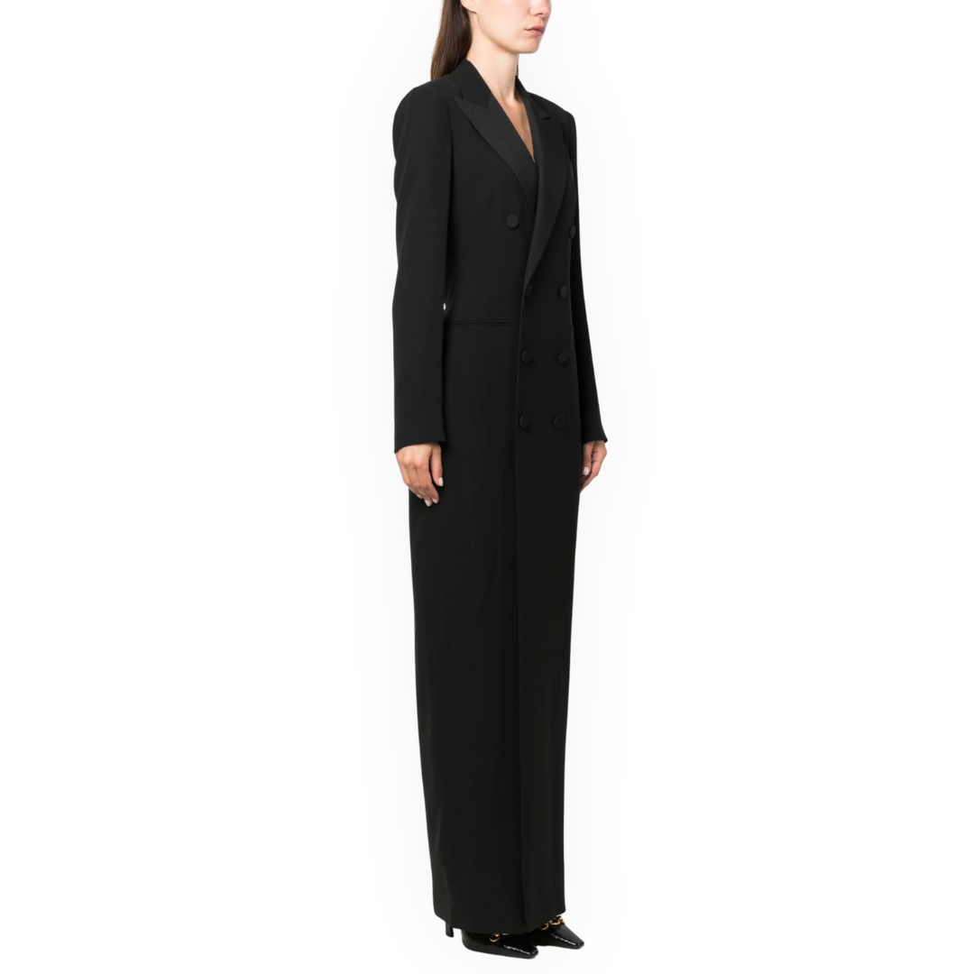 LS | Women’s Elegant Lapel Front-Slit Blazer Gown