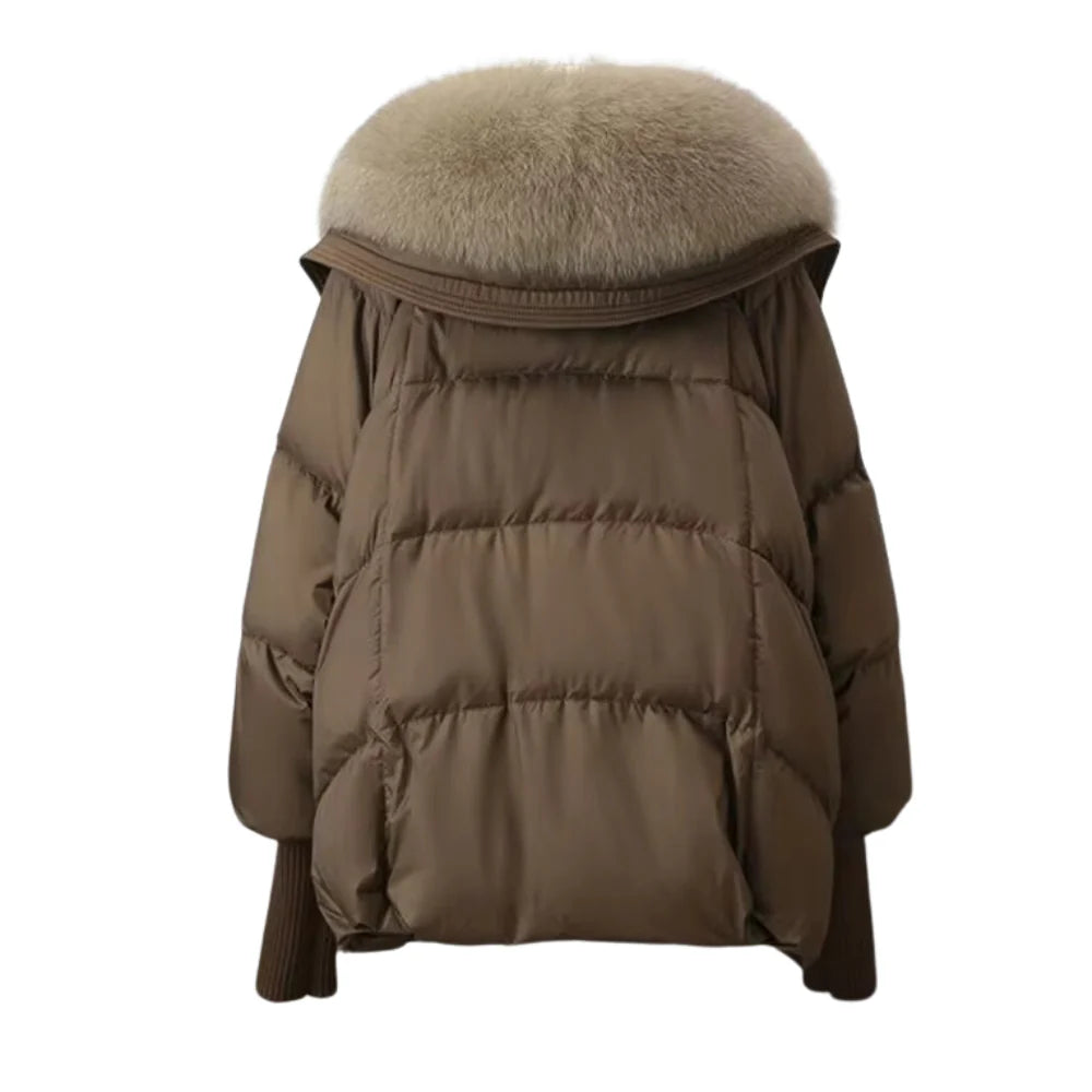 Elena Luxe Fur-Collar Puffer