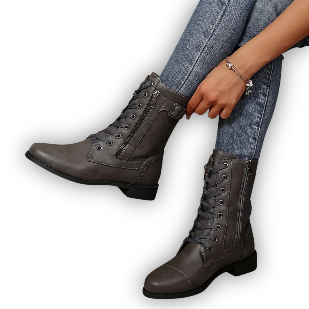 LS | Women Lace-Up Leather Boots