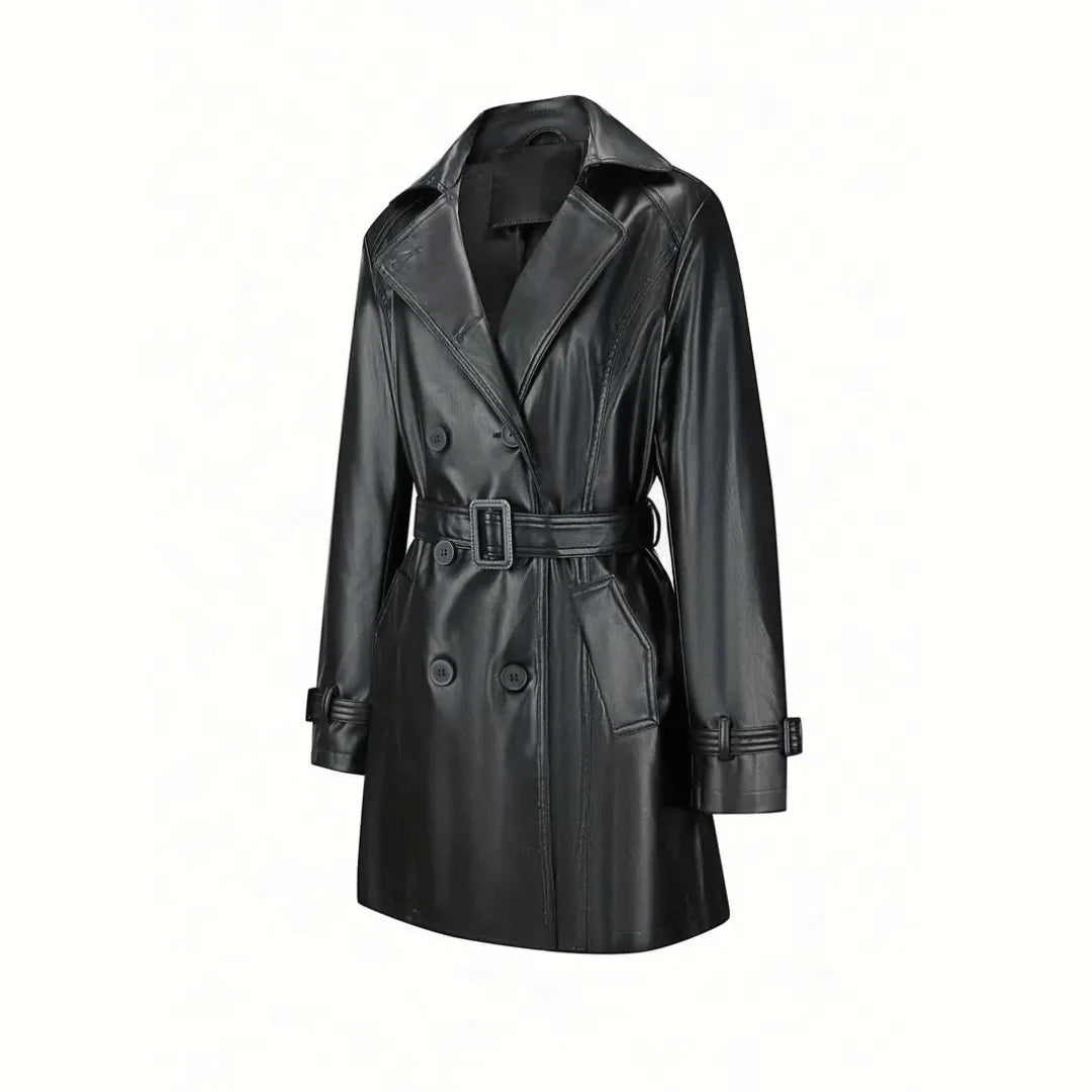 Selene Faux Leather Trench Coat