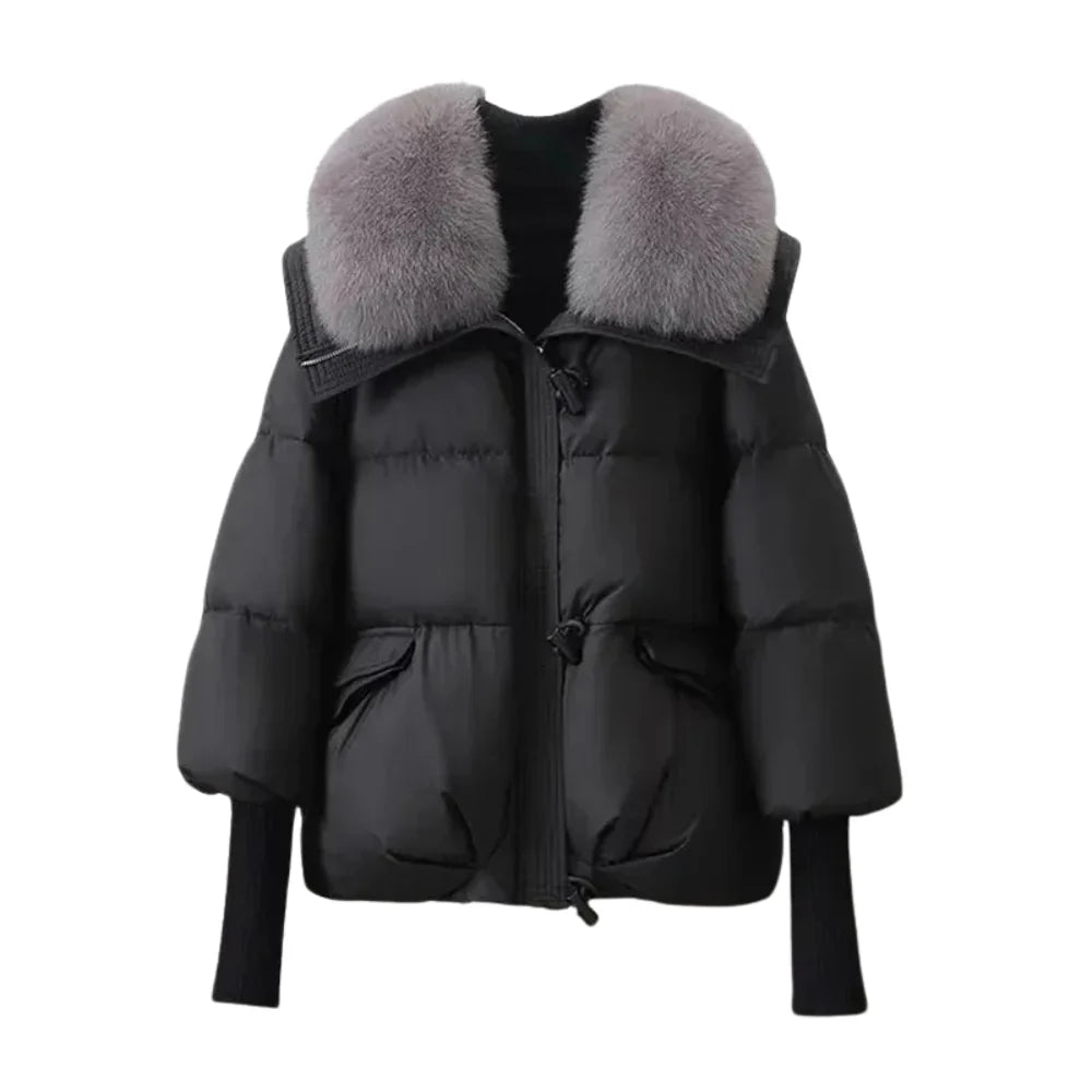 Elena Luxe Fur-Collar Puffer