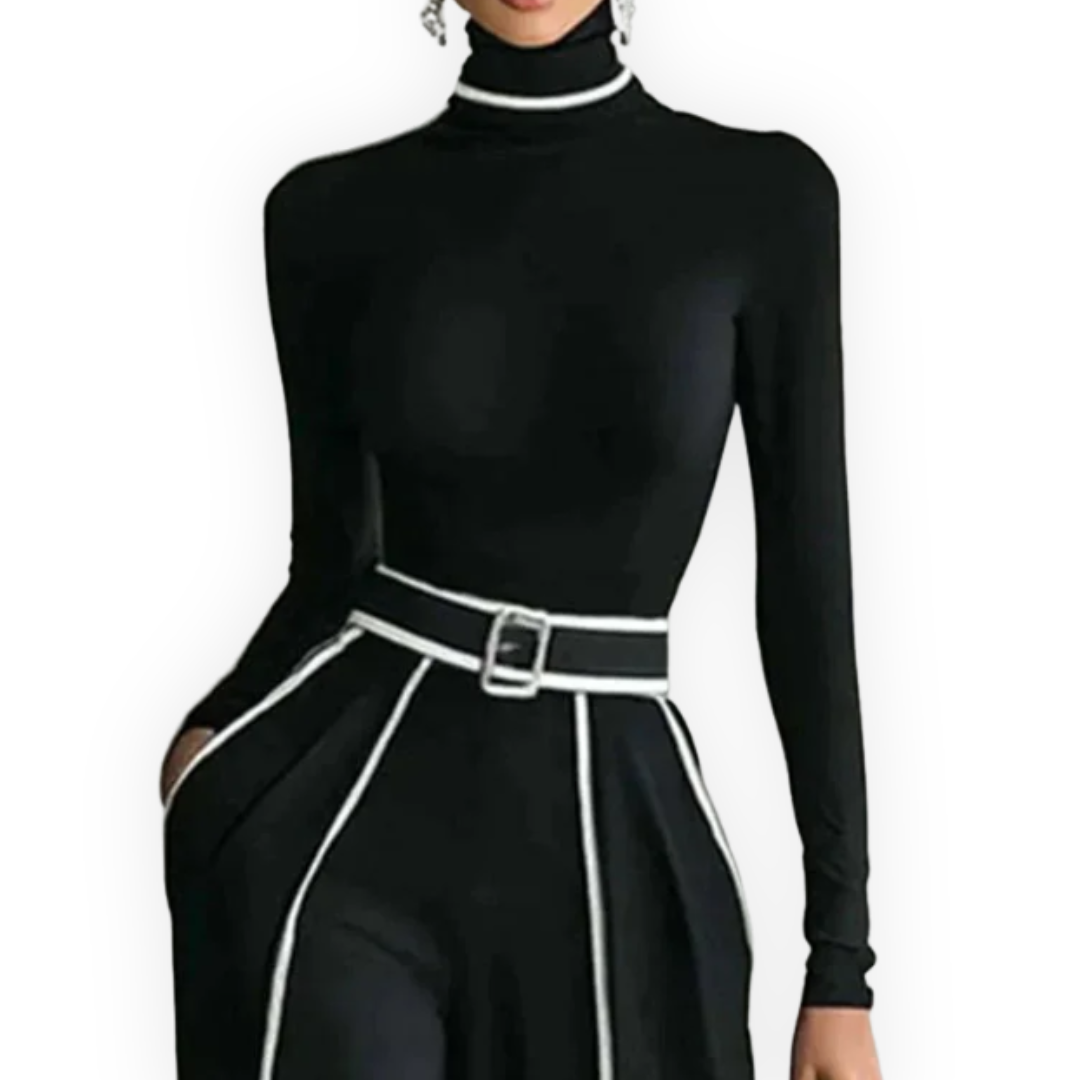 LS | Women’s Contrast Color-Block Turtleneck Set