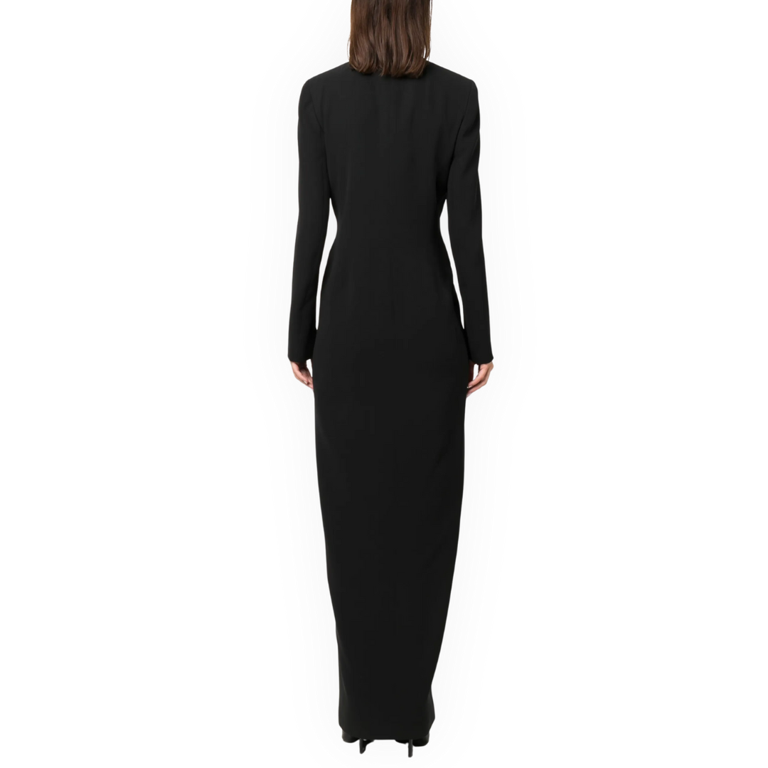 LS | Women’s Elegant Lapel Front-Slit Blazer Gown