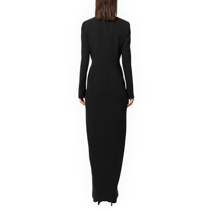 LS | Women’s Elegant Lapel Front-Slit Blazer Gown
