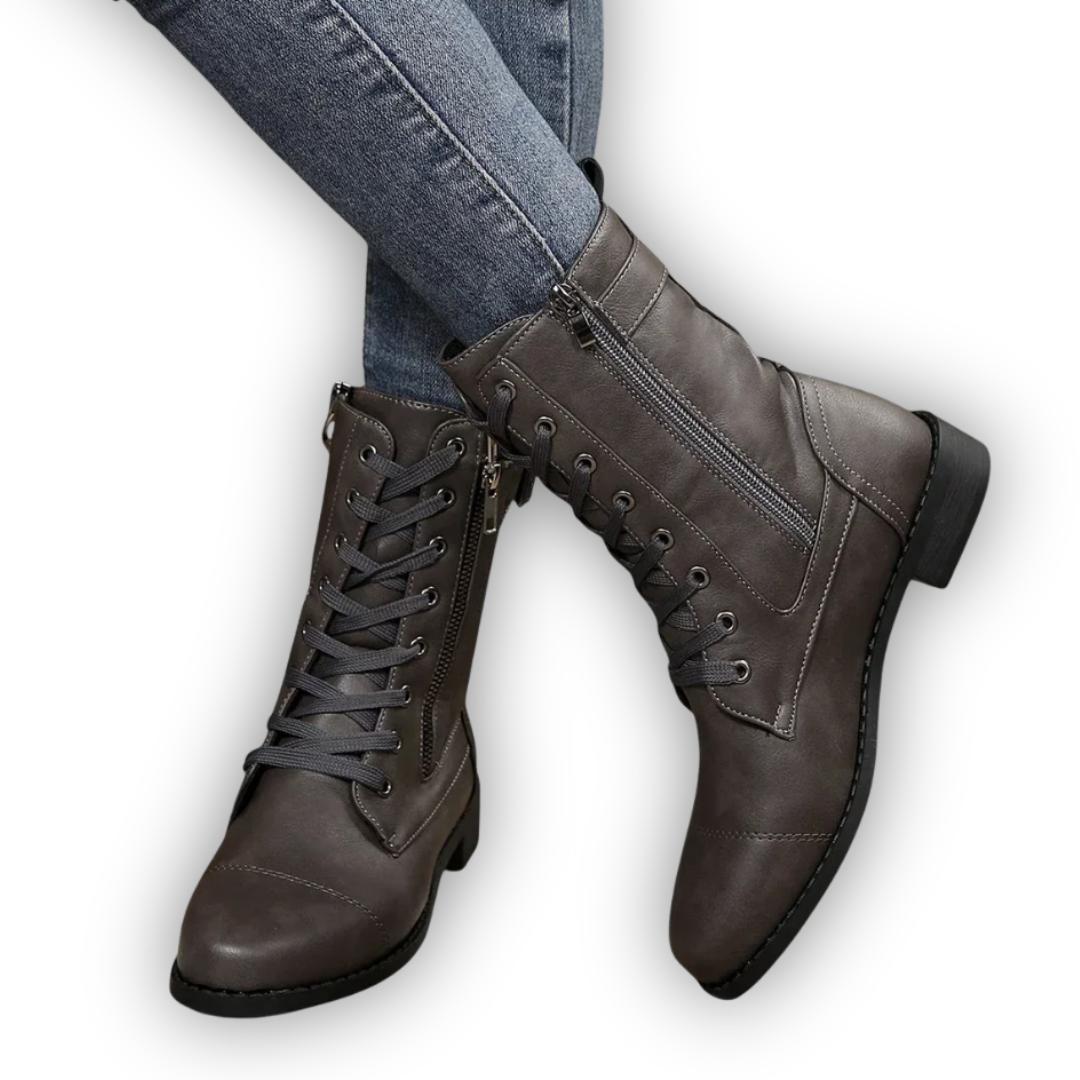 LS | Women Lace-Up Leather Boots