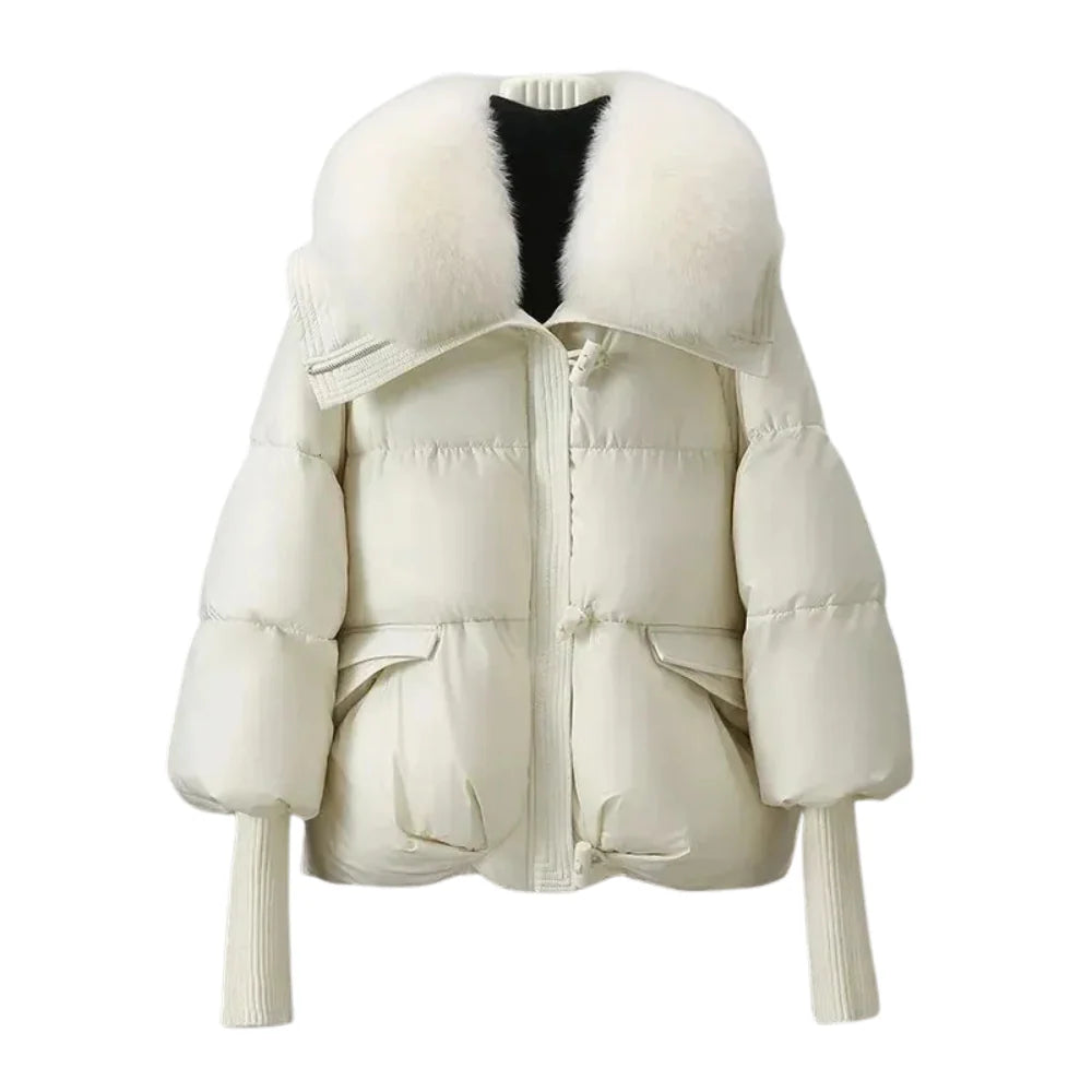 Elena Luxe Fur-Collar Puffer