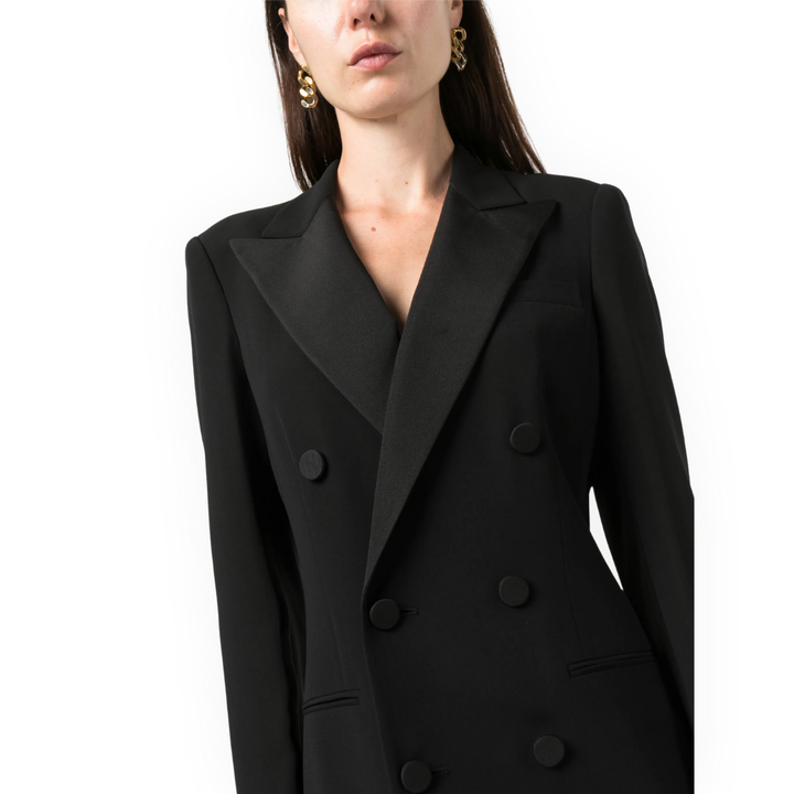 LS | Women’s Elegant Lapel Front-Slit Blazer Gown