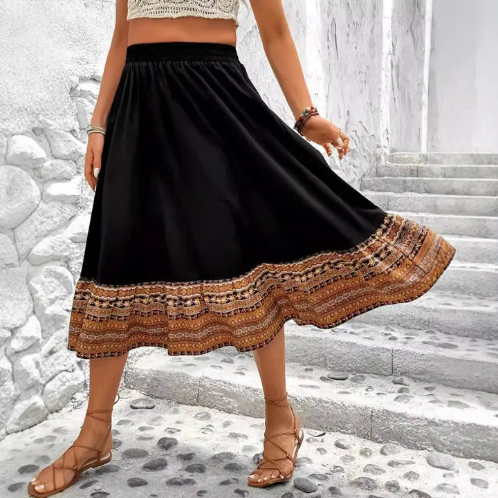 LS | Women Bohemian Midi Skirt Lion Style