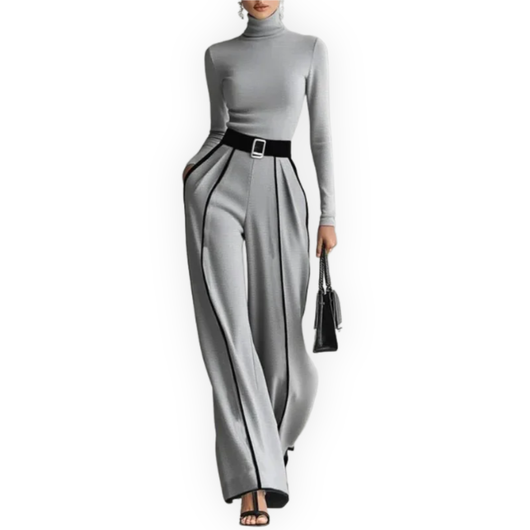 LS | Women’s Contrast Color-Block Turtleneck Set