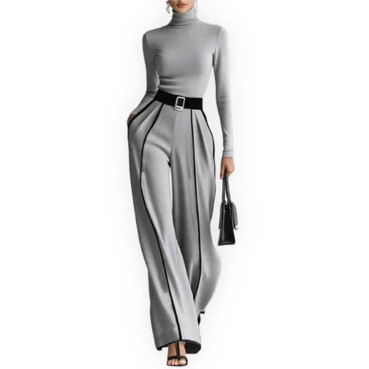 LS | Women’s Contrast Color-Block Turtleneck Set