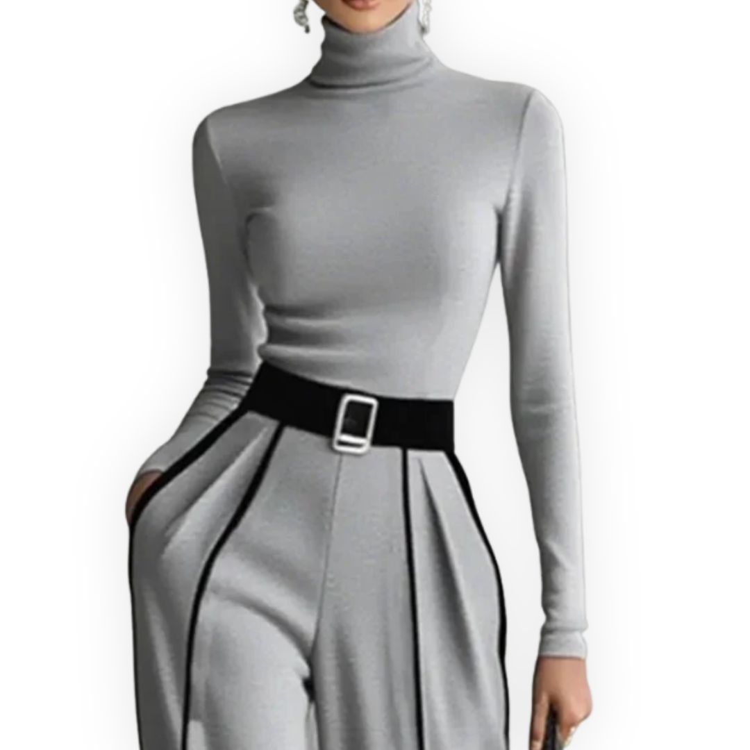 LS | Women’s Contrast Color-Block Turtleneck Set