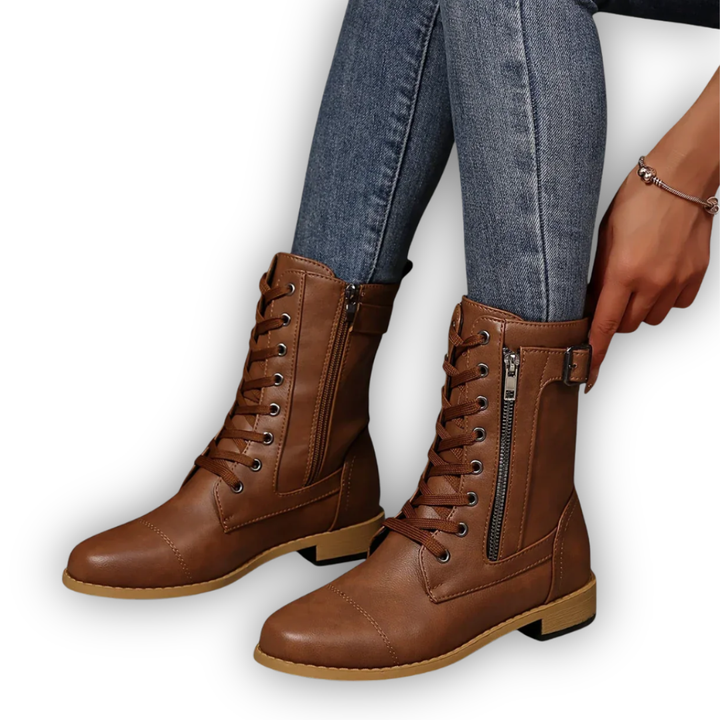 LS | Women Lace-Up Leather Boots