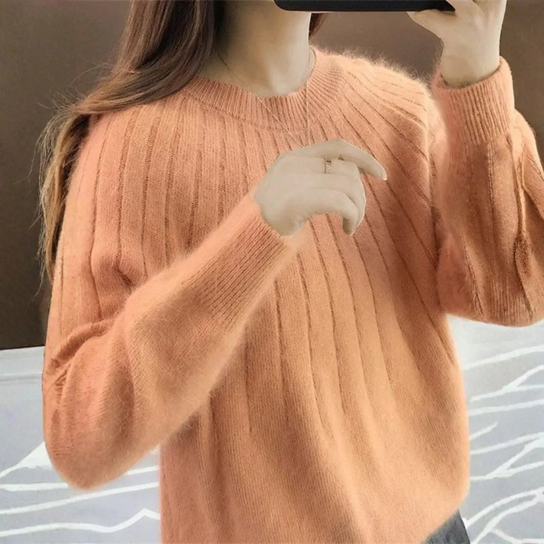 Women's Cashmere Knit Ribbed Sweater