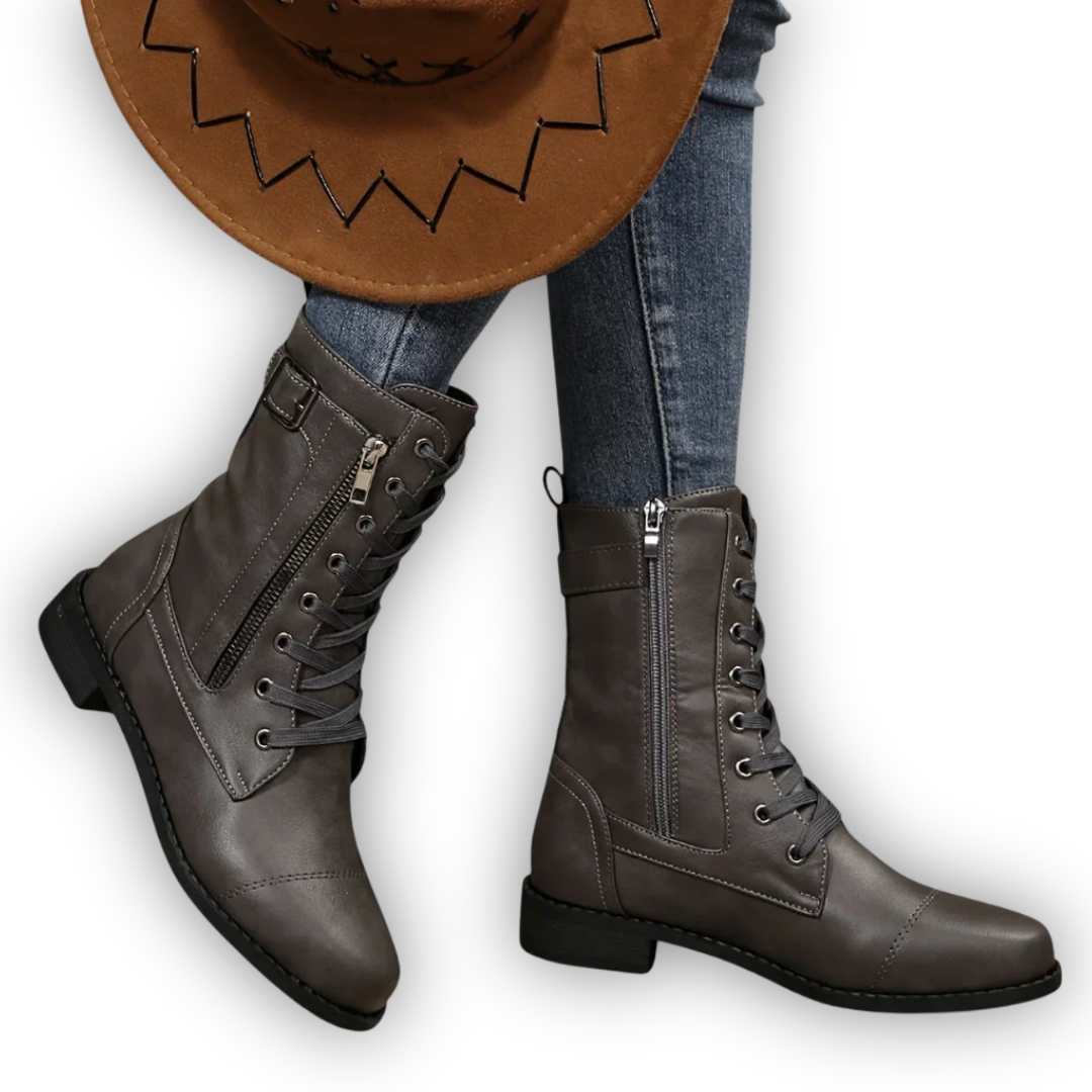 LS | Women Lace-Up Leather Boots