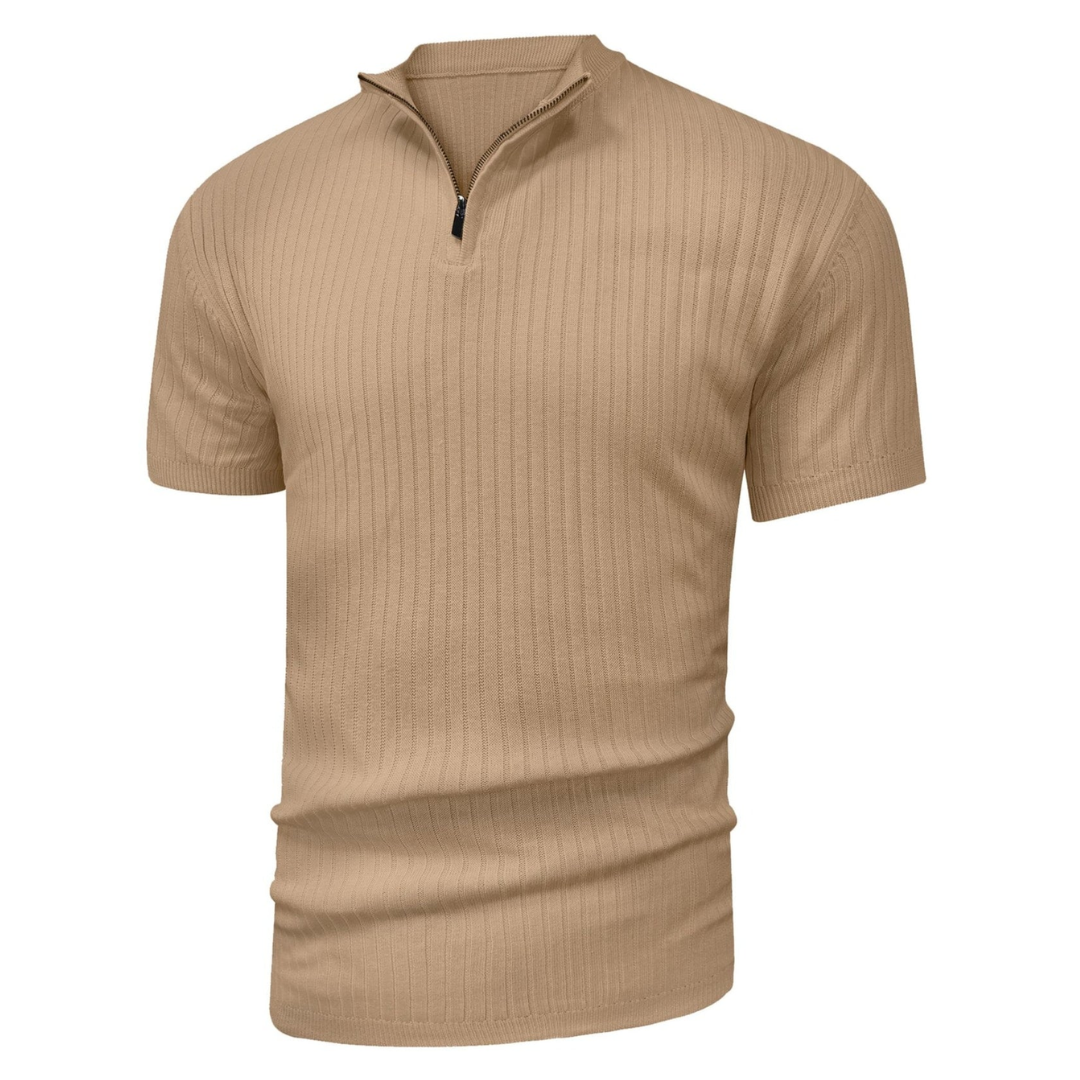 LS | Men’s Rib Zip Fit Polo Shirt
