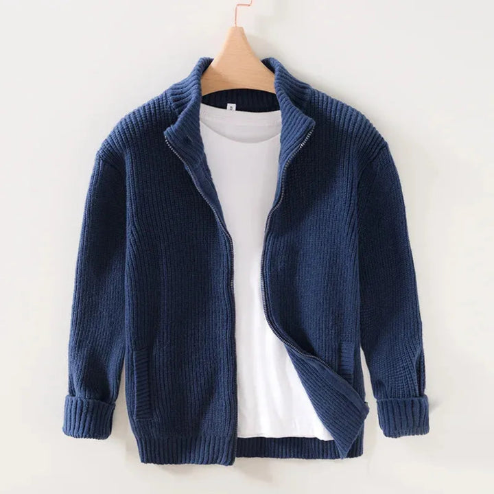 Adam Ribbed Knit Zip Sweater