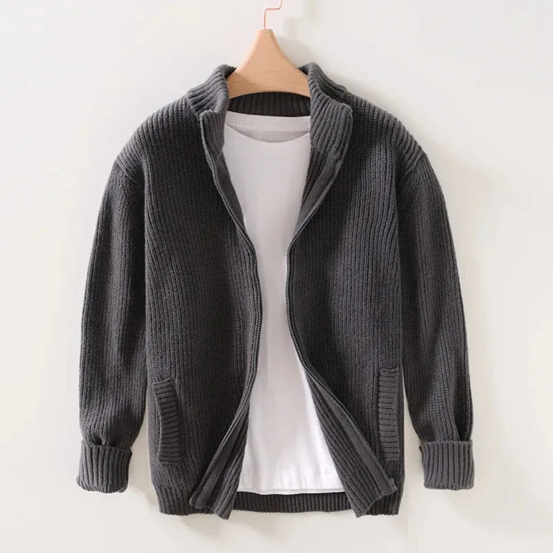 Adam Ribbed Knit Zip Sweater
