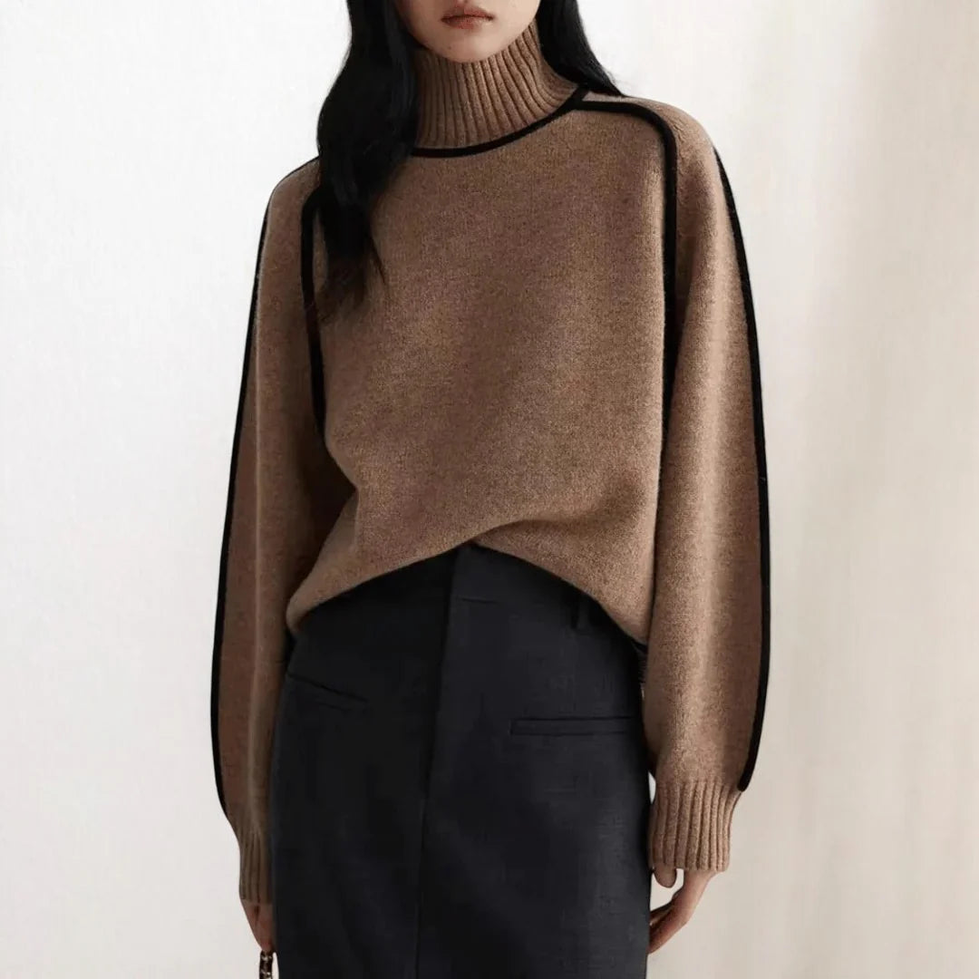 Mira Two-Tone Knit Turtleneck