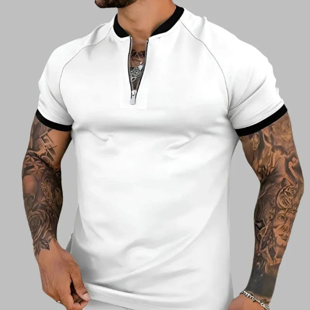 Apollo Contrast-Trim Zip Polo