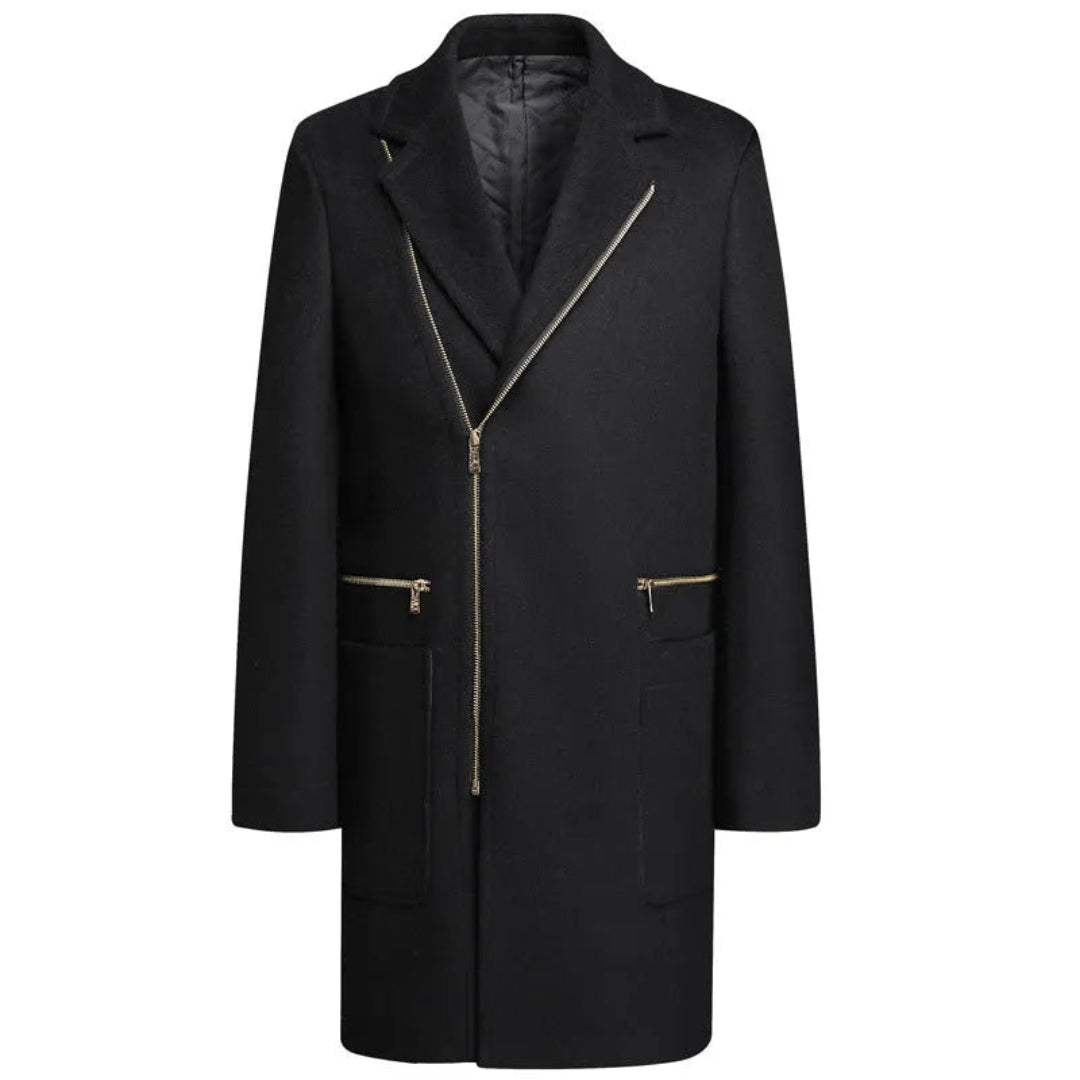 Asher Asymmetrical Wool Overcoat