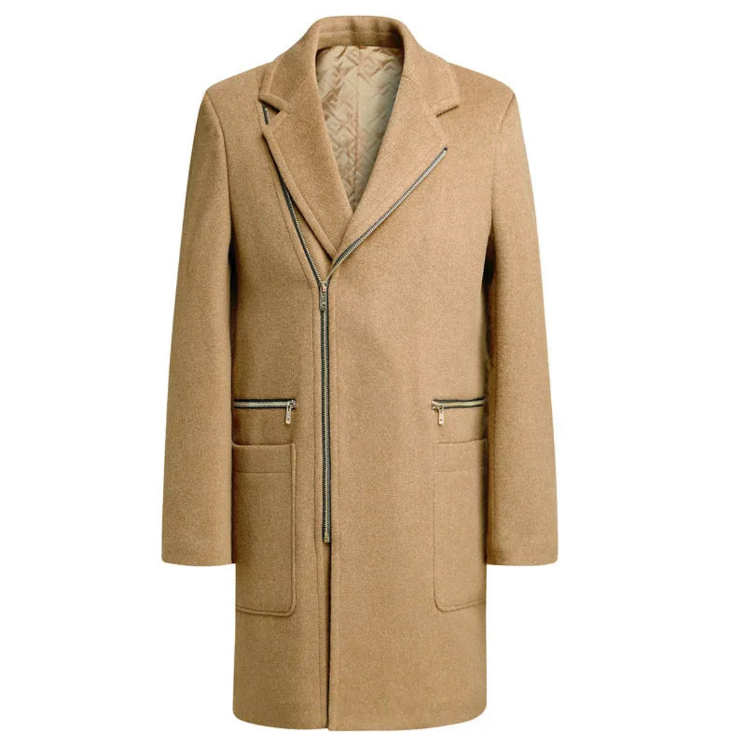 Asher Asymmetrical Wool Overcoat