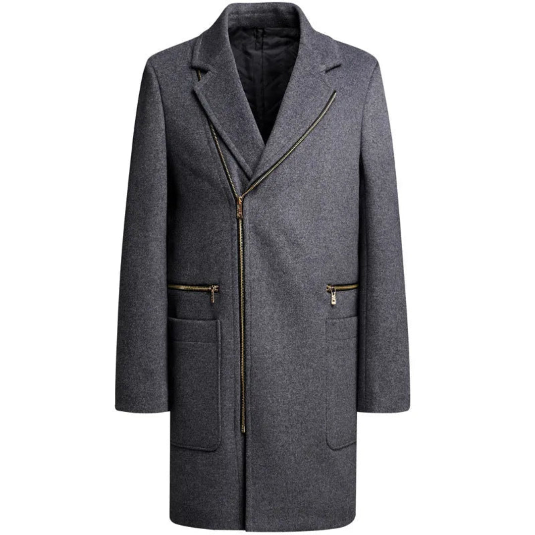 Asher Asymmetrical Wool Overcoat