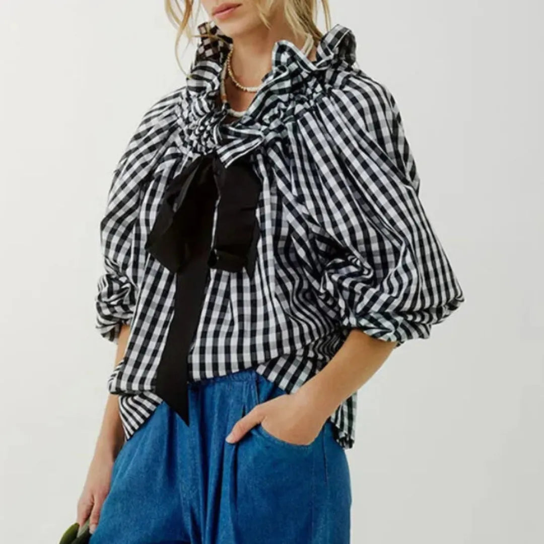 Bella Women’s Ruffled Oversized Bow Blouse