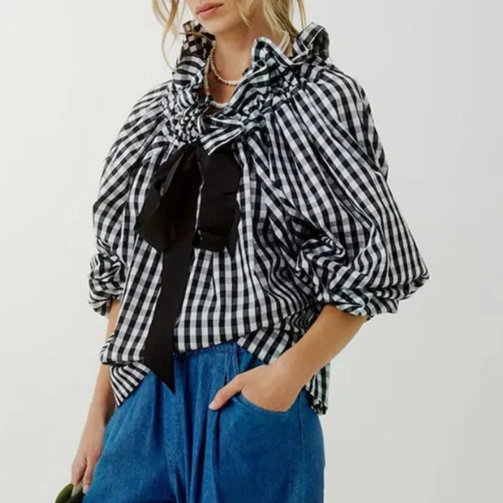 Bella Women’s Ruffled Oversized Bow Blouse