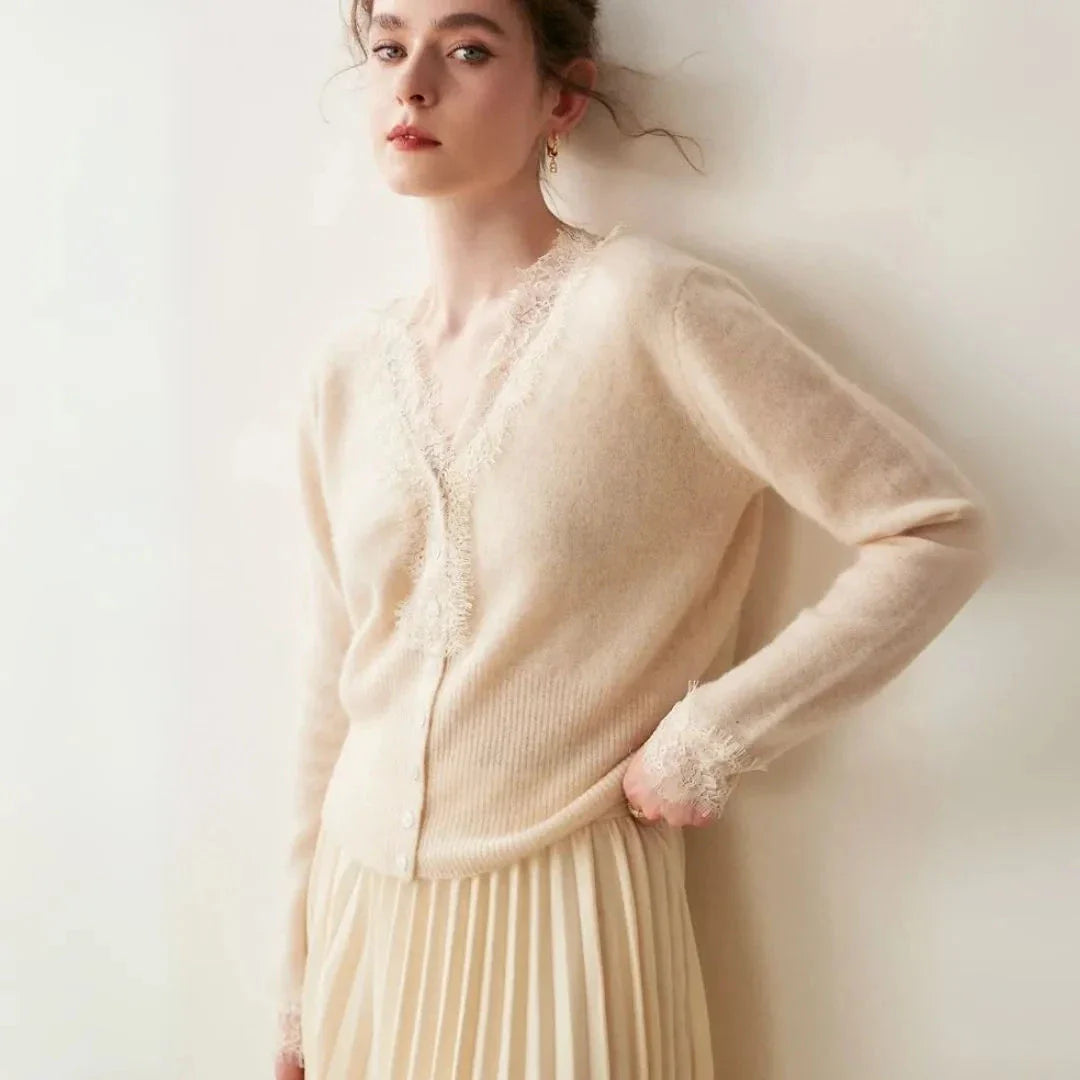 Women's Cashmere Lace Cardigan