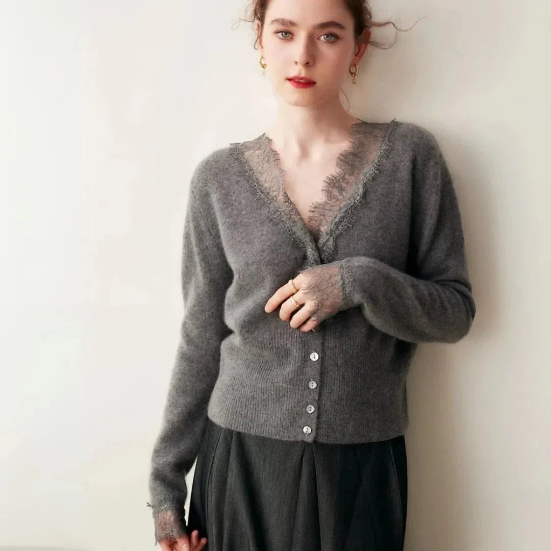 Women's Cashmere Lace Cardigan