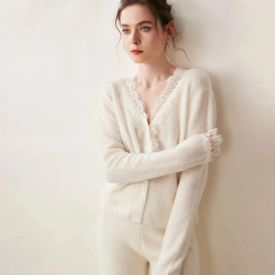 Women's Cashmere Lace Cardigan