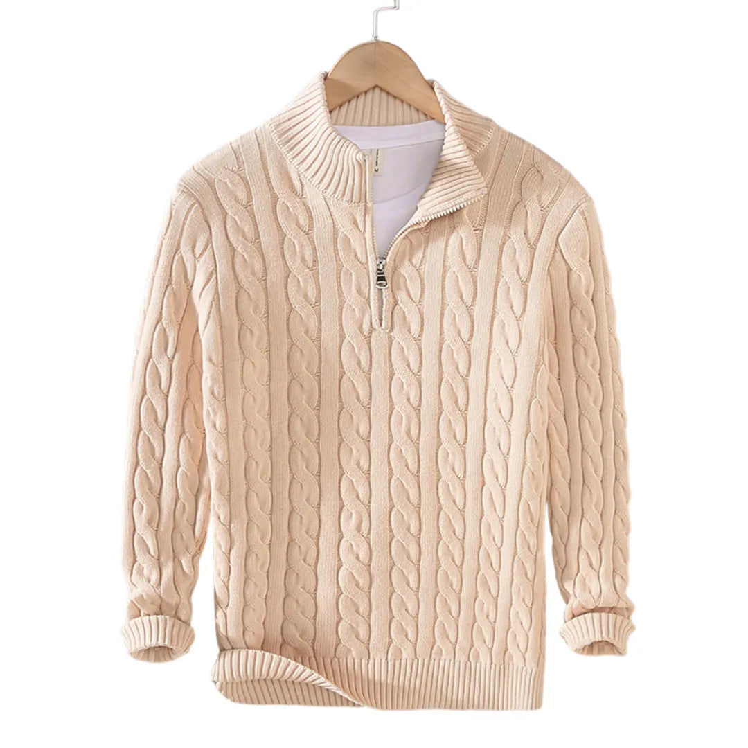 Carlos Cable-Knit Half-Zip Sweater