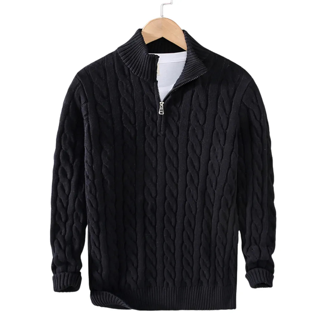 Carlos Cable-Knit Half-Zip Sweater