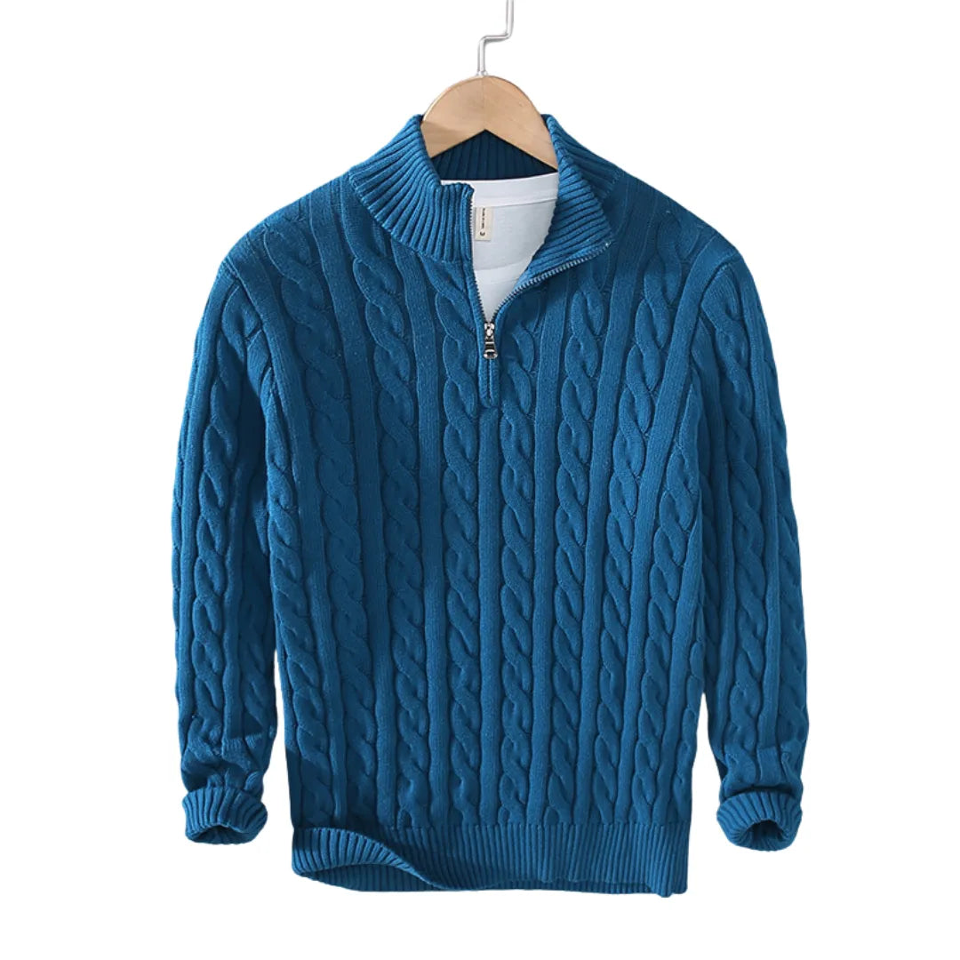 Carlos Cable-Knit Half-Zip Sweater