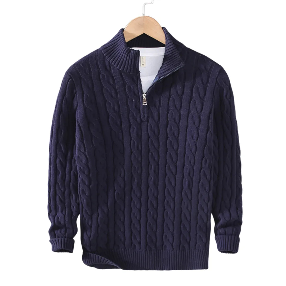 Carlos Cable-Knit Half-Zip Sweater