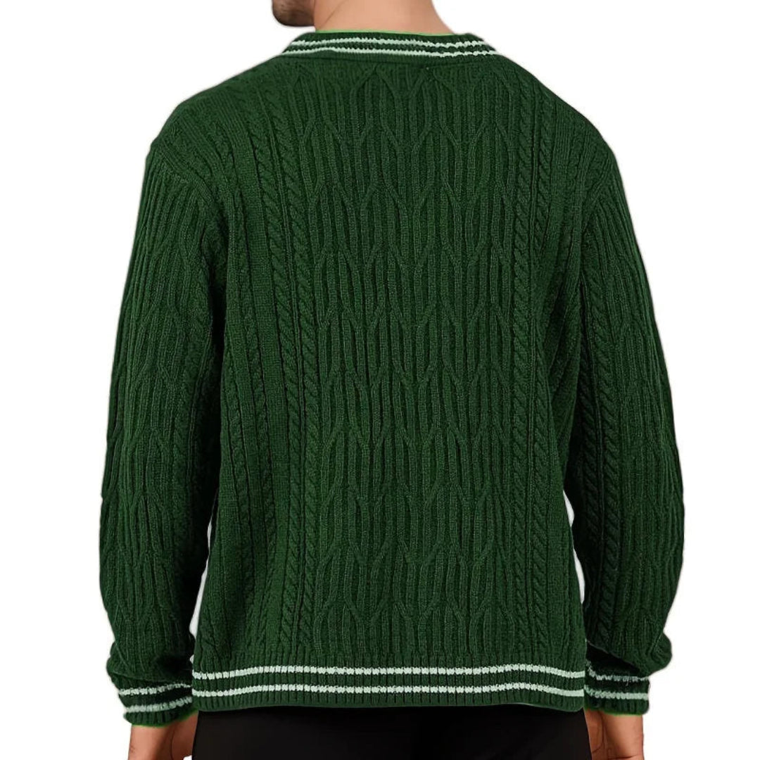 Conrad V-Neck Cable Knit Jumper