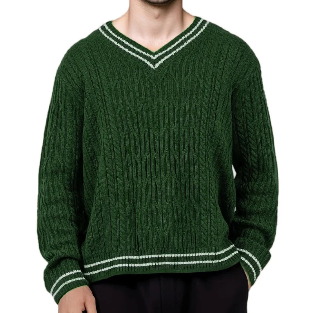 Conrad V-Neck Cable Knit Jumper