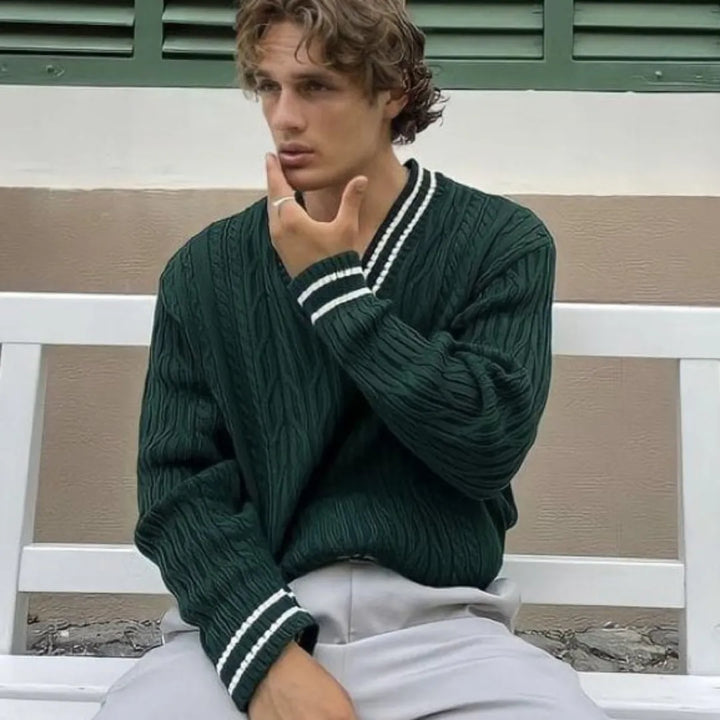 Conrad V-Neck Cable Knit Jumper