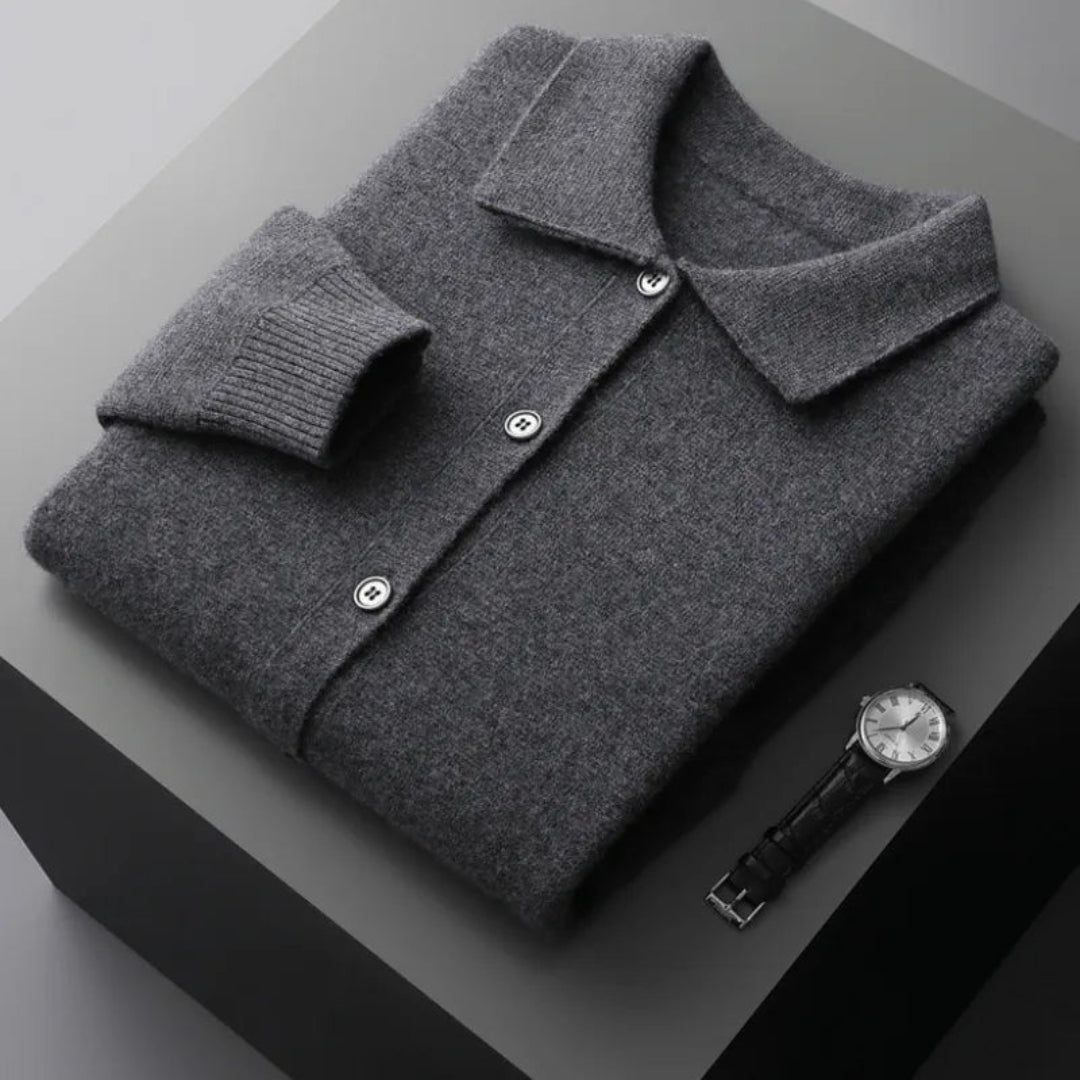 David Button-Up Wool Cardigan