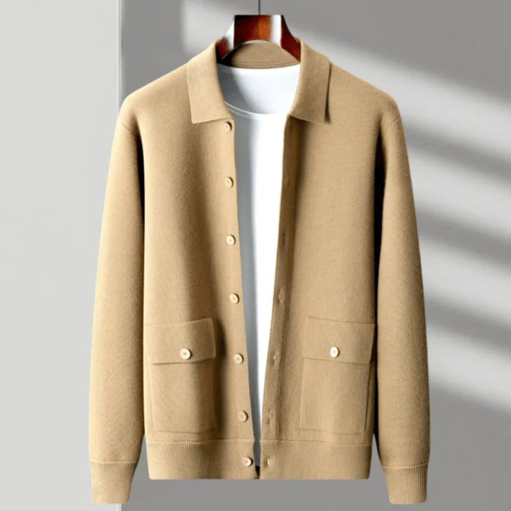 David Button-Up Wool Cardigan