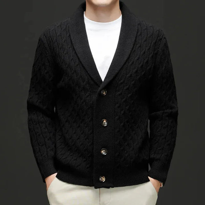 Derek Shawl Collar Cable Knit Cardigan